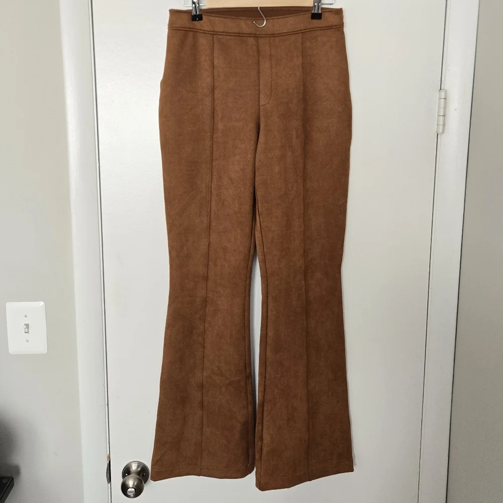 Spanx Brown Faux Suede Flare Pants Size Large